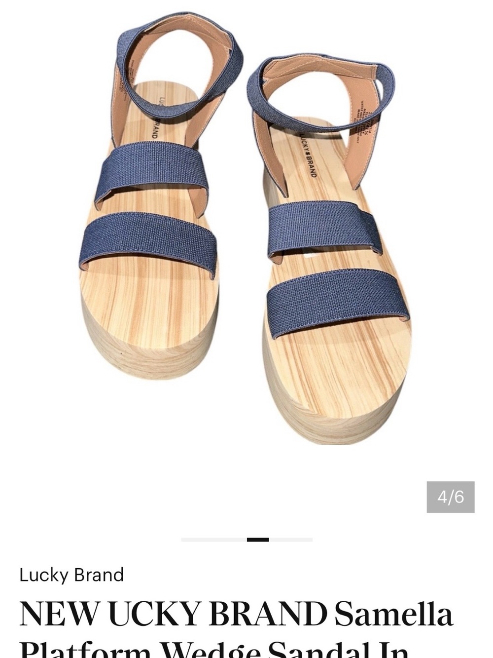 Lucky Brand Samella Navy Blue Platform Wedge Sandals